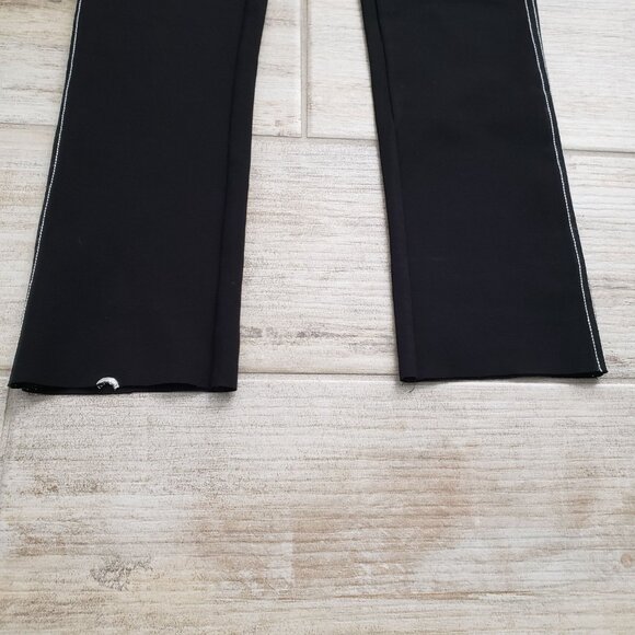 Maniere De Voir Legging Pants Women\'s Black Zippered Front Stretch Raw Hem 6
